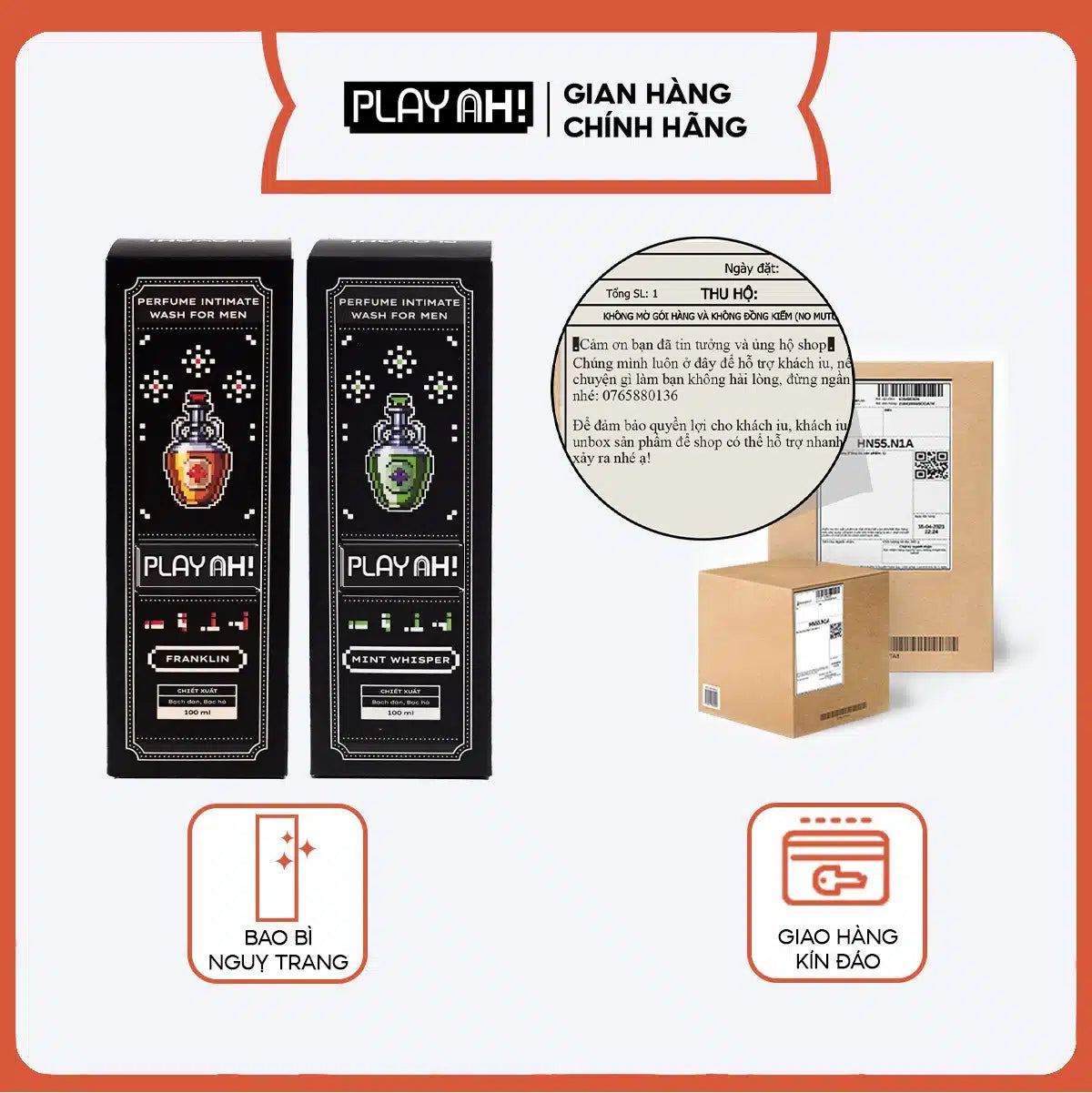 Dung Dịch Vệ Sinh Nam PlayAh hương nước hoa Franklin tạo bọt 100ml