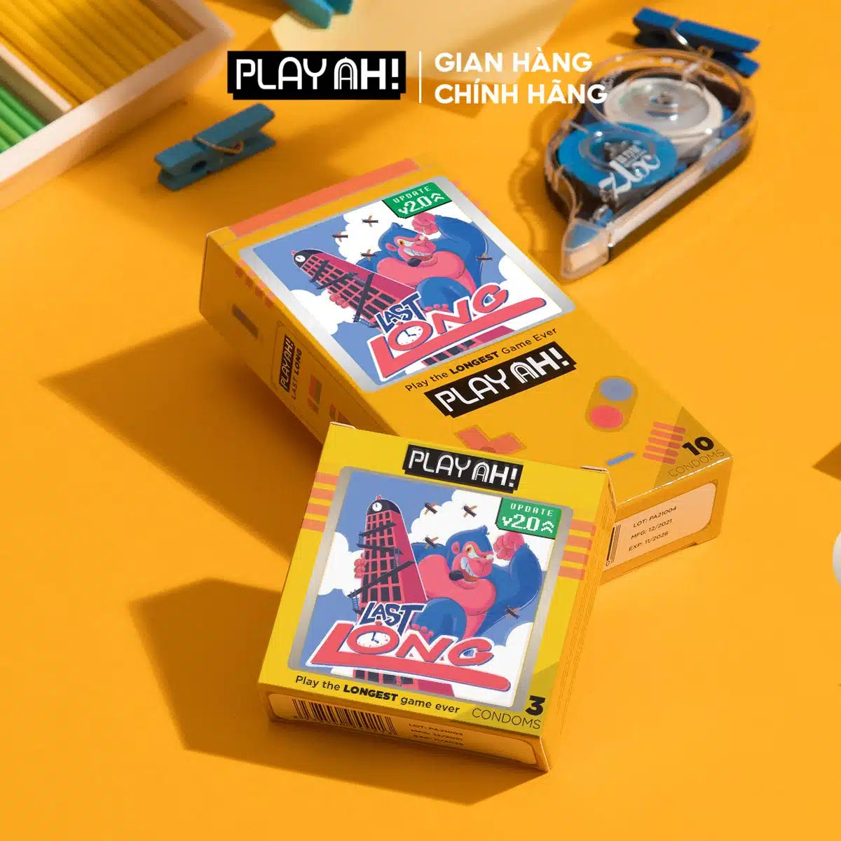 PlayAh bao cao su Last Long Siêu Mỏng hộp sản phẩm